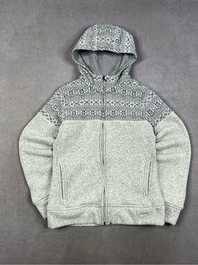 Patagonia Gray Patterned Hooded Zip Sweater Jacket